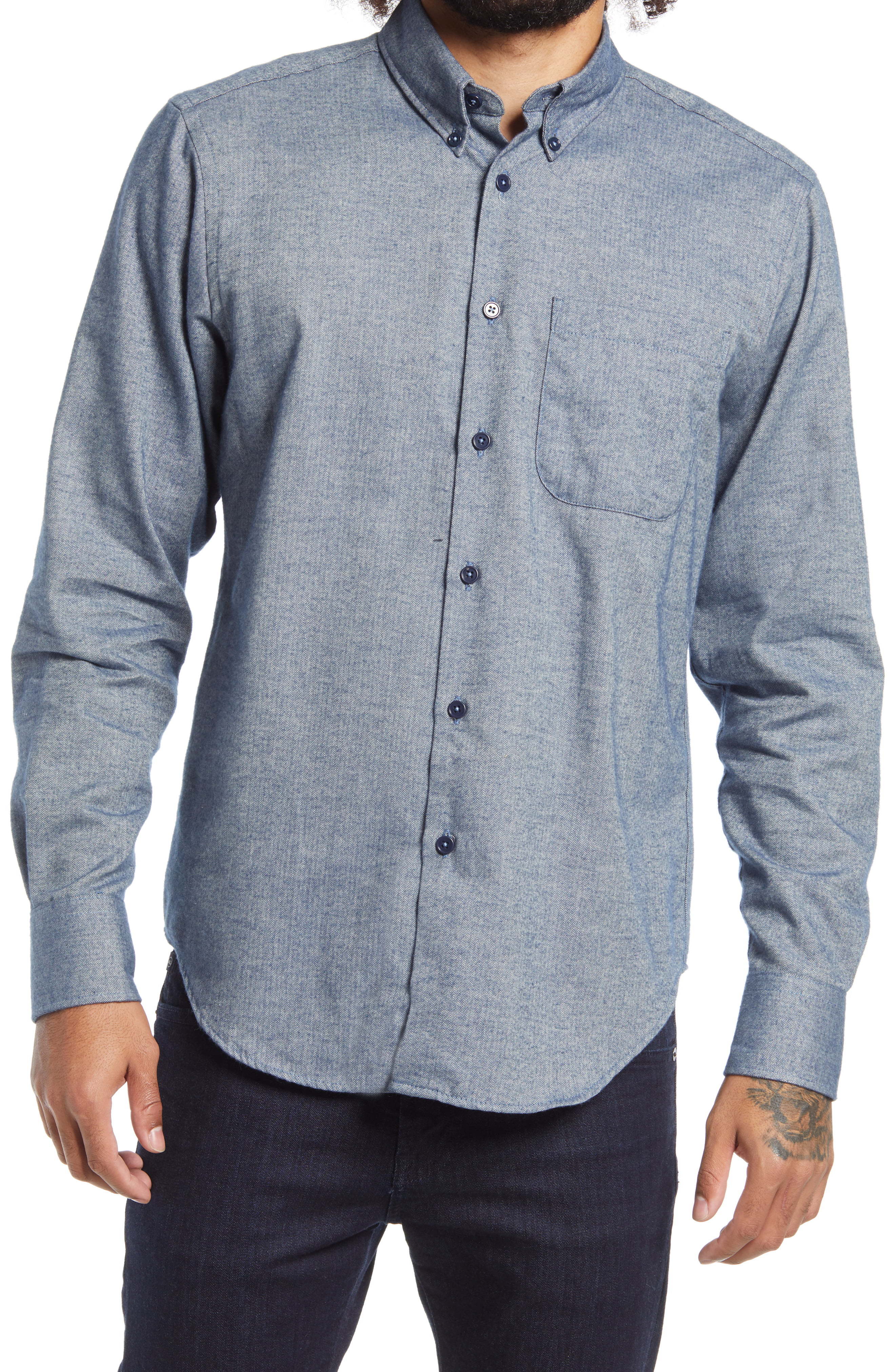 Naked & Famous Denim Herringbone Flannel Shirt, $169 | Nordstrom ...