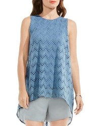 Vince Camuto Highlow Herringbone Lace Blouse