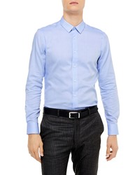 Topman Premium Slim Fit Herringbone Button Up Shirt