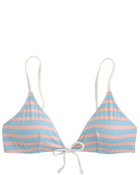 Light Blue Horizontal Striped Bikini Top