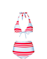 Nos Beachwear Striped High Waisted Bikini Set