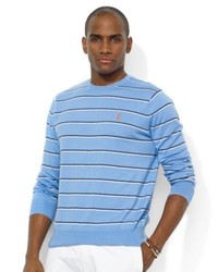 Light Blue Horizontal Striped Crew-neck Sweater