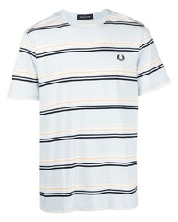 Fred Perry Logo Embroidered Striped Cotton T Shirt