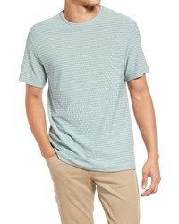 Vince Plaited Stripe Crewneck T Shirt In Seacliffoff White At Nordstrom