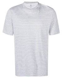 Brunello Cucinelli Striped Cotton Linen T Shirt