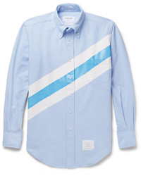 Thom Browne Slim Fit Button Down Collar Striped Cotton Oxford Shirt