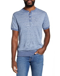 Light Blue Horizontal Striped Henley Shirt