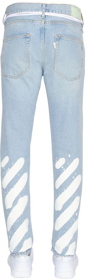 Genre Tether Bounce Off-White Slim Fit Spray Stripes Denim Jeans, $525 | LUISAVIAROMA |  Lookastic