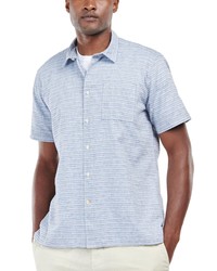 Barbour Whitehaven Tailored Fit Stripe Short Sleeve Linen Organic Cotton Button Up Shirt In Blue At Nordstrom