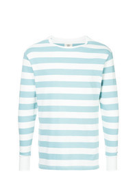 Light Blue Horizontal Striped Long Sleeve T-Shirt