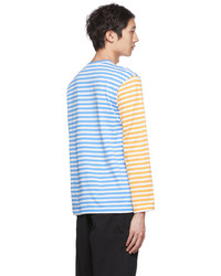 Comme Des Garcons Play Blue Yellow Heart Long Sleeve T Shirt