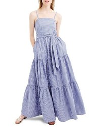 Light Blue Horizontal Striped Maxi Dress