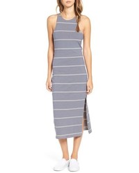 Light Blue Horizontal Striped Midi Dress