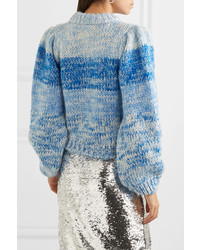 Ganni Julliard Striped Mohair And Wool Blend Sweater