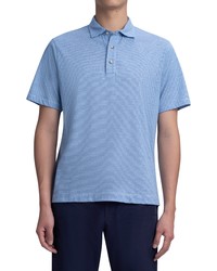 Bugatchi Stripe Cotton Blend Polo In Classic Blue At Nordstrom
