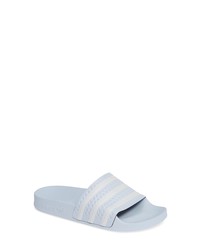 Light Blue Horizontal Striped Rubber Flat Sandals