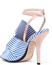No.21 No 21 Knotted Striped Satin And Leather Sandals Blue