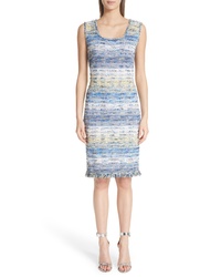 Light Blue Horizontal Striped Sheath Dress