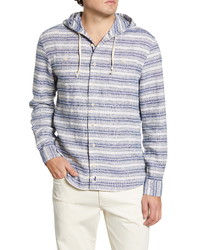 Light Blue Horizontal Striped Shirt Jacket