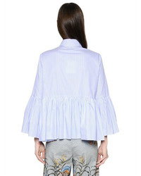 Stella Jean Striped Ruffled Cotton Poplin Shirt