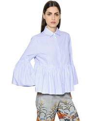 Stella Jean Striped Ruffled Cotton Poplin Shirt