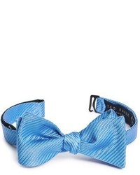 Light Blue Horizontal Striped Silk Bow-tie