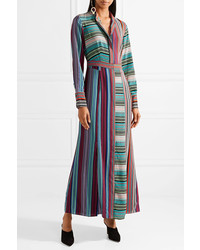 Diane von Furstenberg Striped Silk Maxi Dress Blue