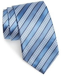 Light Blue Horizontal Striped Silk Tie