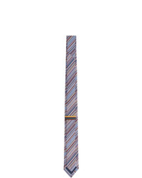 Paul Smith Blue And Multicolor Silk Striped Narrow Tie