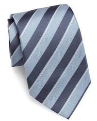 Giorgio Armani Two Toned Striped Slim Silk Tie