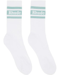 Rhude White Green Striped Socks