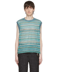 Light Blue Horizontal Striped Sweater Vest