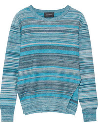 Baja East Mlange Striped Cotton Sweater Jade