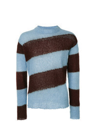 Light Blue Horizontal Striped Sweatshirt