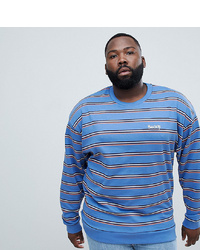 ASOS DESIGN Plus Oversized Retro Striped Sweatshirt With Embroidery