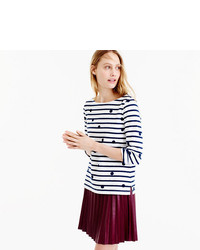 J.Crew For Net A Porter Boatneck T Shirt In Dotted Stripes