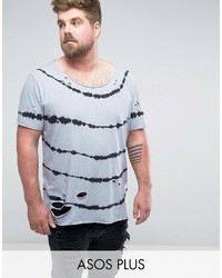 Asos Plus Longline T Shirt With Tie Dye Stripe