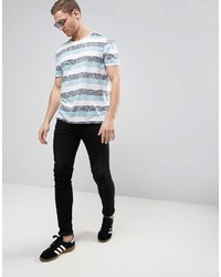 Esprit Reverse Stripe T Shirt With Raw Edges