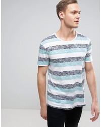 Esprit Reverse Stripe T Shirt With Raw Edges