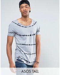 Asos Tall Longline T Shirt With Tie Dye Stripe