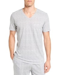 Daniel Buchler Feeder Stripe Pima Cotton Modal V Neck T Shirt