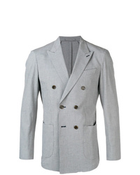 Men's Light Blue Double Breasted Blazer, White and Blue Vertical ...