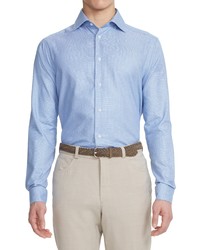 Jack Victor Abbott Mini Houndstooth Cotton Button Up Shirt In Blue White At Nordstrom
