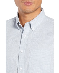 Light Blue Houndstooth Flannel Long Sleeve Shirt