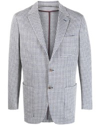 Light Blue Houndstooth Linen Blazer