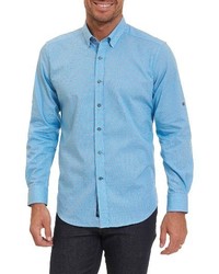 Light Blue Houndstooth Long Sleeve Shirt