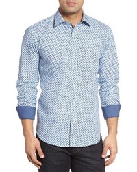 Bugatchi Shaped Fit Houndstooth Sport Shirt