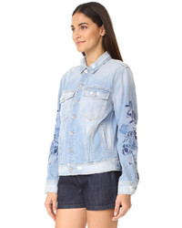 7 For All Mankind Boyfriend Jacket With Blue Roses