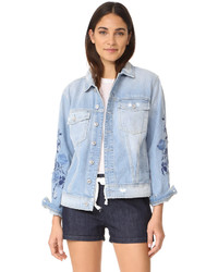 7 For All Mankind Boyfriend Jacket With Blue Roses