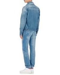 Givenchy Distressed Trucker Jacket Blue